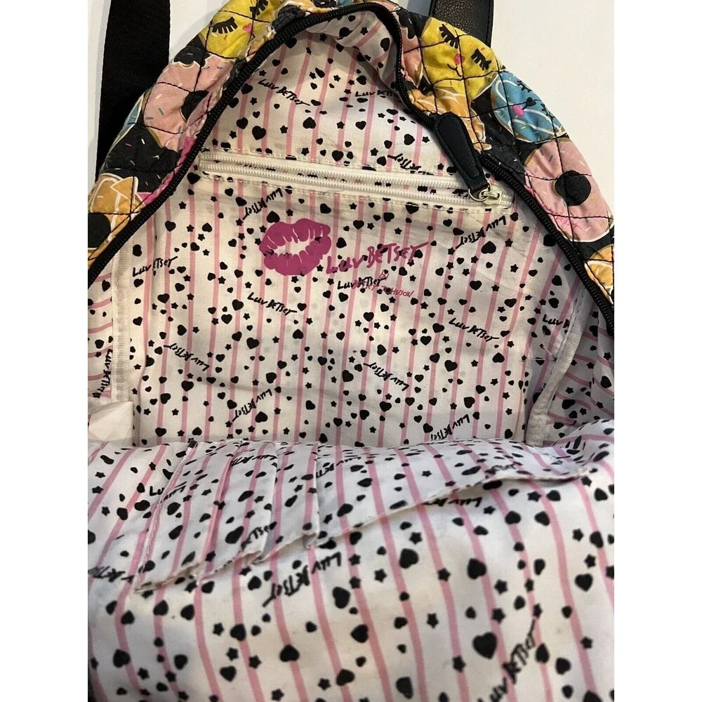 Betsey Johnson Backpack Quilted Cat Theme Back Pack‎ Doughnuts